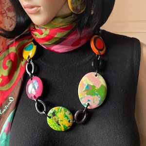 MARION GODART Paris Collier Chaîne à Maillons Galets Multicolor Pebble Link Chain Necklace No1 French Designer Costume Jewelry
