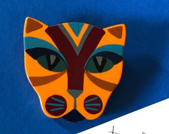 Marie Christine Pavone Broche Chat Sinbad Blanc Nacre Et Noir Etsy