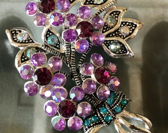 Nina Ricci　ブローチ　ピンクパープル　刻印あり　美品 NINA RICCI for Avon Brooch, Pin Lavandel, Blue & Purple