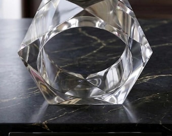 MARION GODART Paris Bracelet Pentagonal Tourné Clair Runway Statement 5-Pointed Clear Art Glass Resin Bangle Bracelet French Design Jewelry