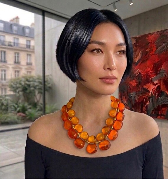 DOMINIQUE DENAIVE パリ オートクチュール タンジェリンオレンジ樹脂 