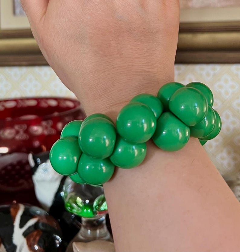 MARION GODART Paris Bracelet Élastique Petit Balles Green Color Little Resin Balls Stretch Bracelet French Designer Jewelry image 1