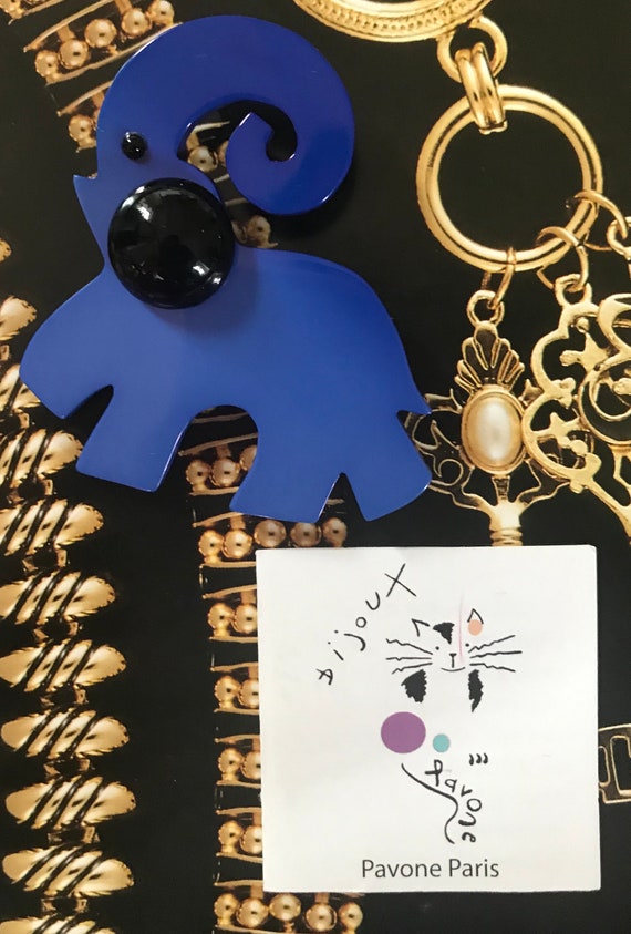 Marie-Christine PAVONE ブローチ エレファント ハンニバル ブルー