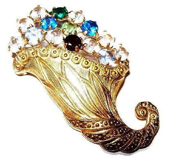 B. DAVID Signed Sophisticated Cornucopia Brooch M… - image 2