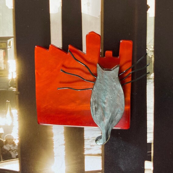 Marie Christine Pavone Broche Chat City Roux Gris Handmade Etsy
