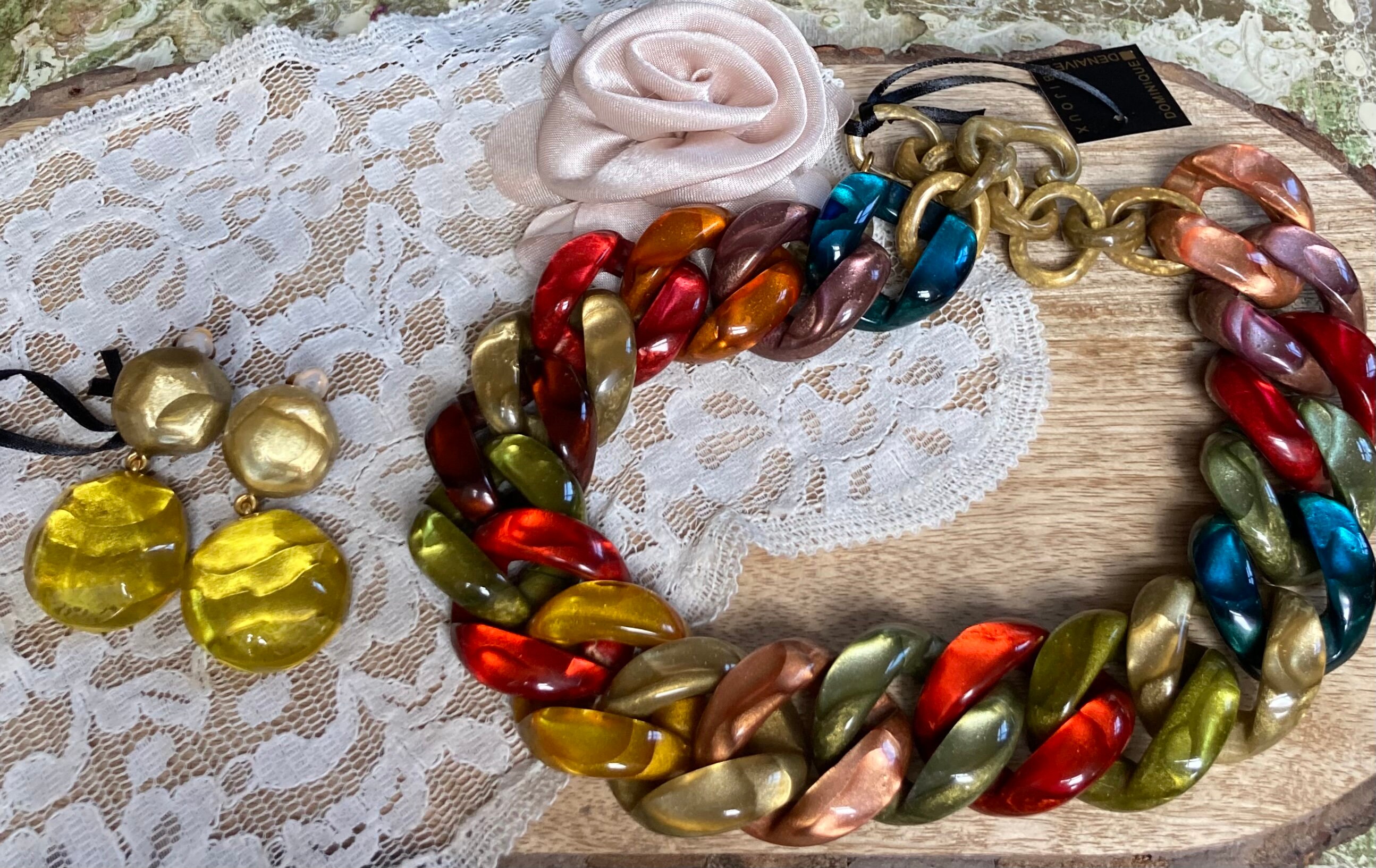 Collier Bakélite Signé Dominique Denaive - Bijou Vintage Français - Pièce Unique De Collection