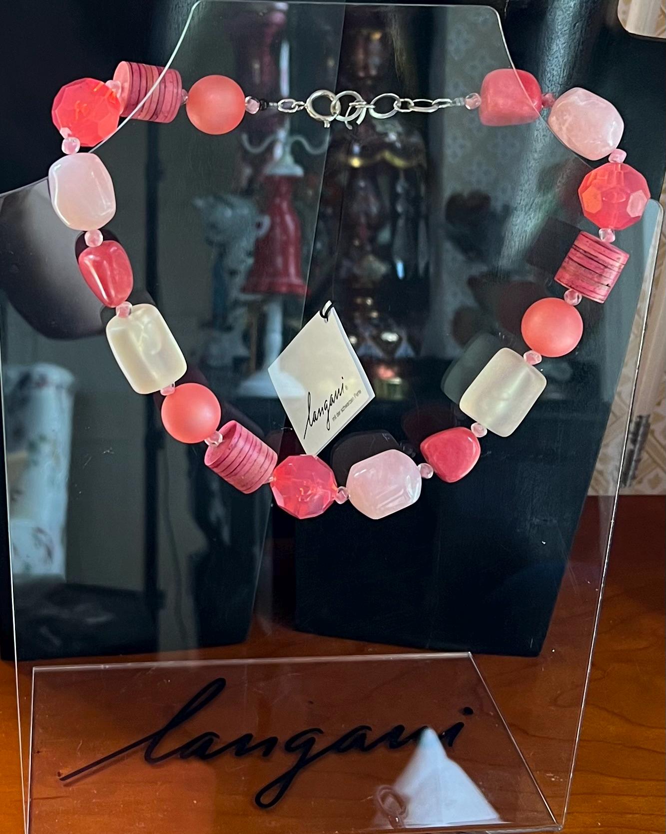 LANGANI Marked Handmade Romantic Shades of Pink Resin Polaris Glass ...