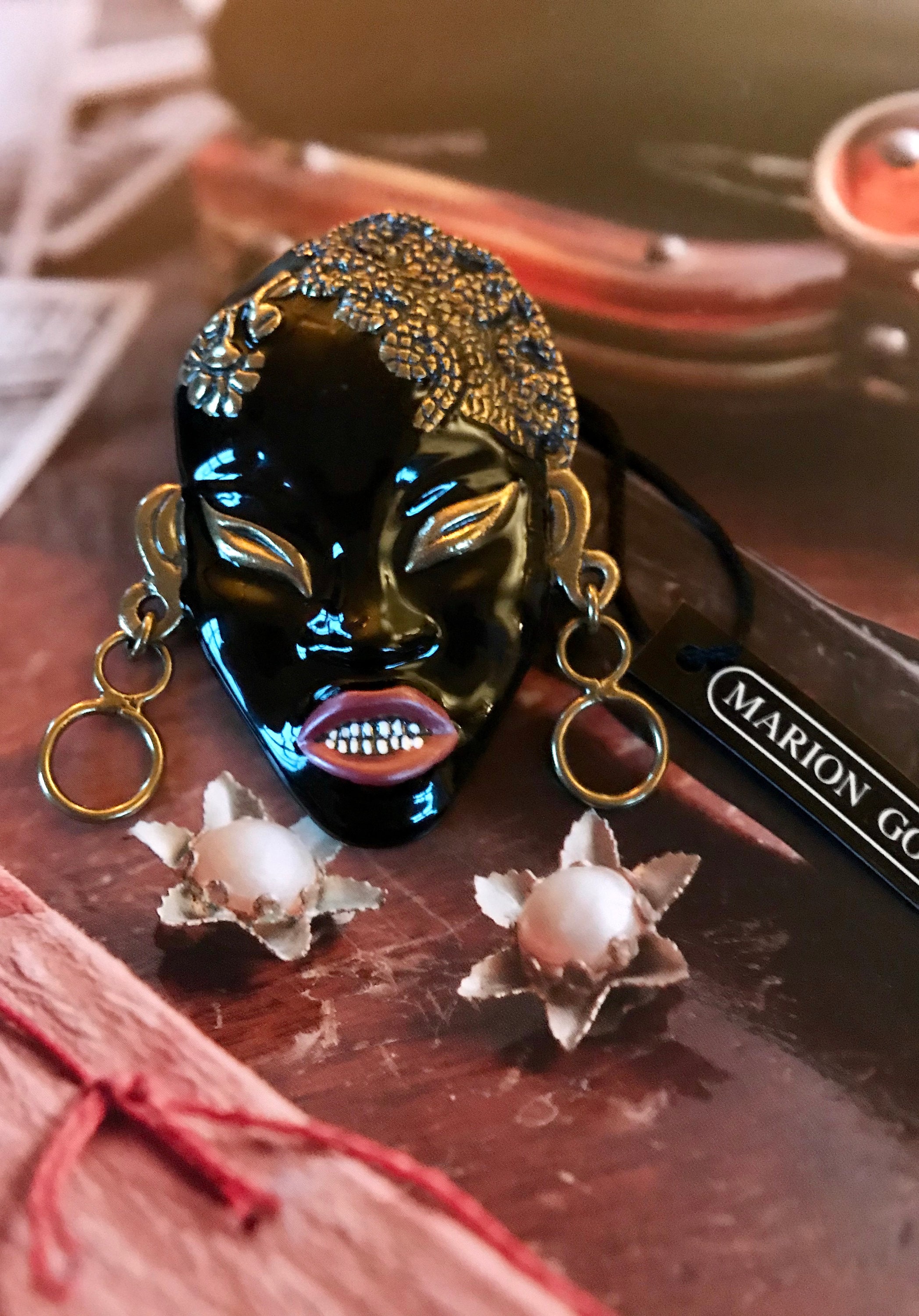 アクセサリー marion MARION GODART Paris Mid-century Asian Revival Inspired Woman Face