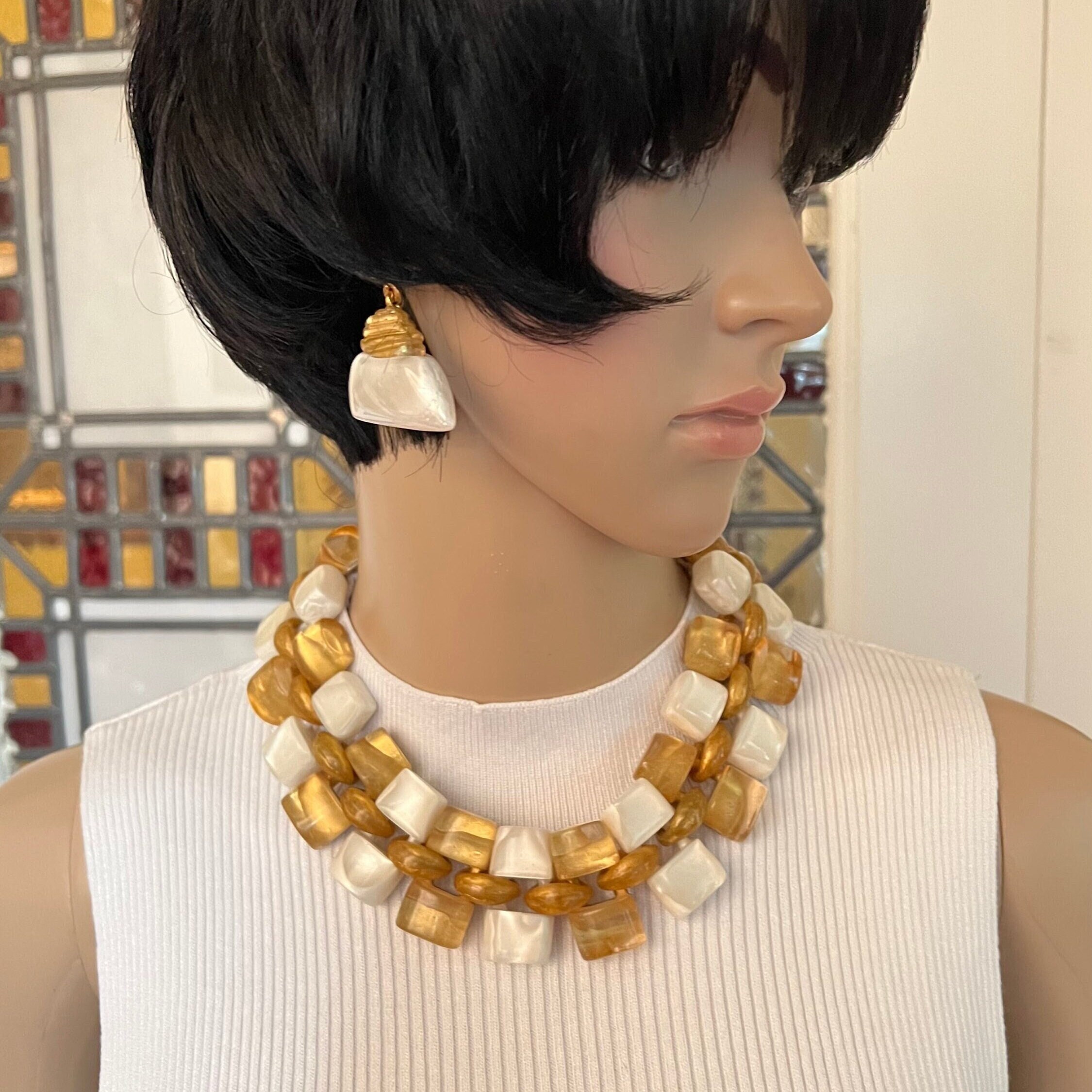 Collier En Bakélite Signé Dominique Denaive - Bijou Vintage Français, Pièce Unique Luxe