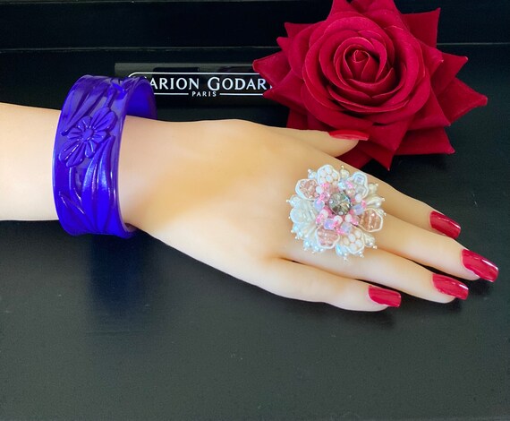 MARION GODART Paris Bracelet Jonc Violet Fleurs P… - image 2