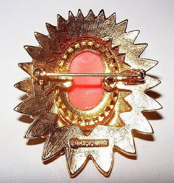 EMMONS Vintage Signed Brooch Pin Orange Artificia… - image 9