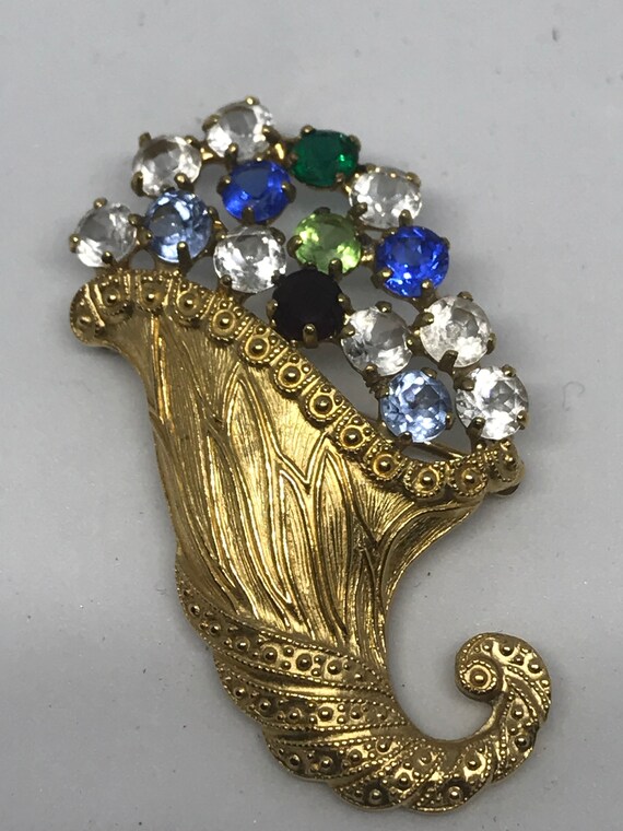 B. DAVID Signed Sophisticated Cornucopia Brooch M… - image 6
