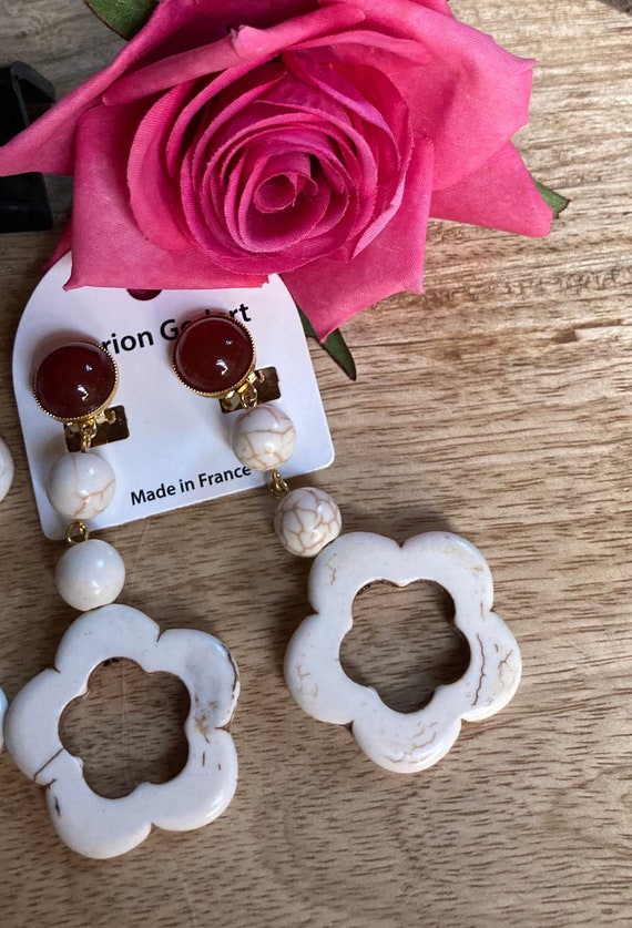 MARION GODART Paris Boucles D'Oreilles Fleurs How… - image 1