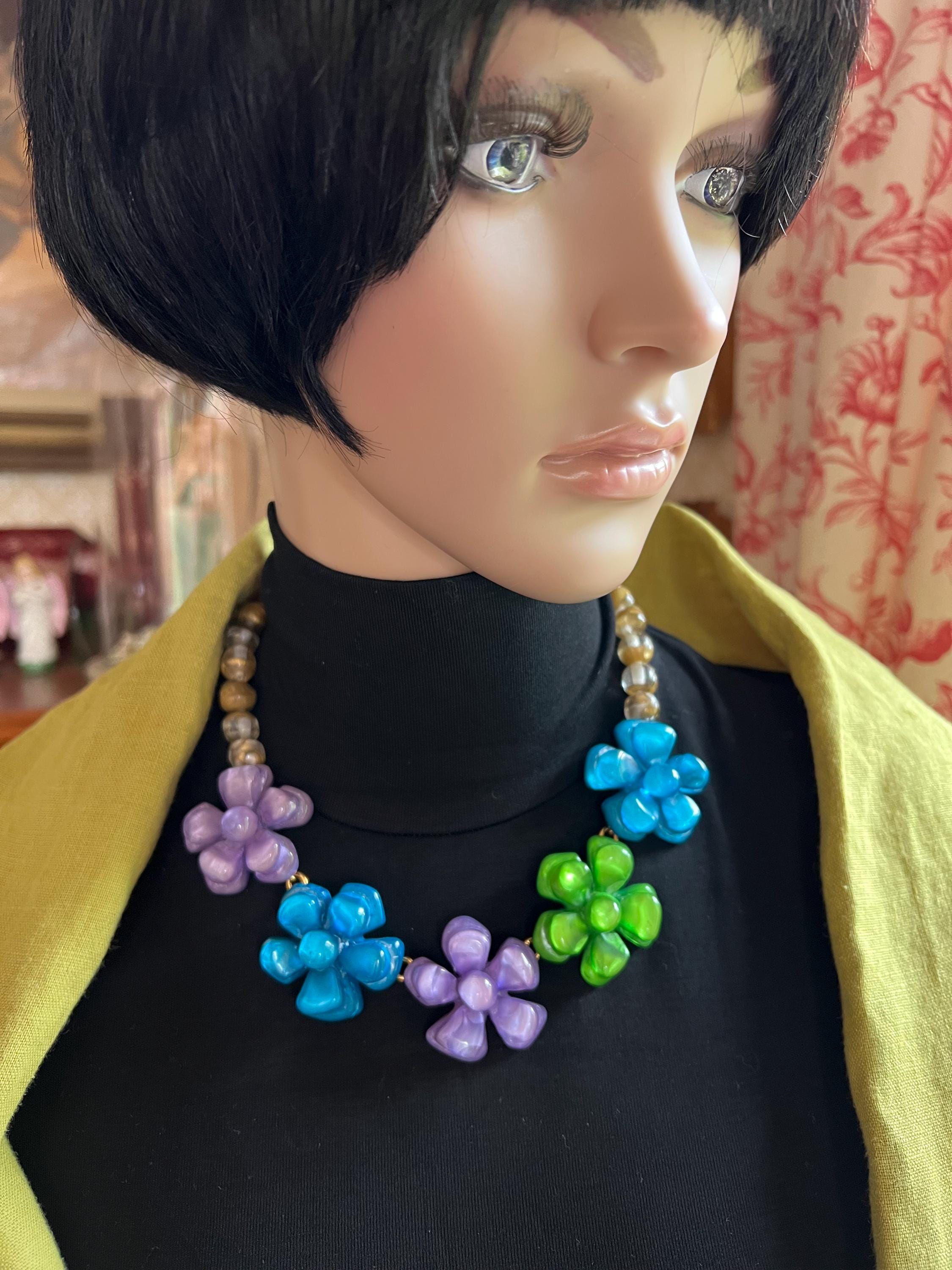 Collier En Bakélite Signé Dominique Denaive - Bijou Vintage Français, Pièce Unique Luxe