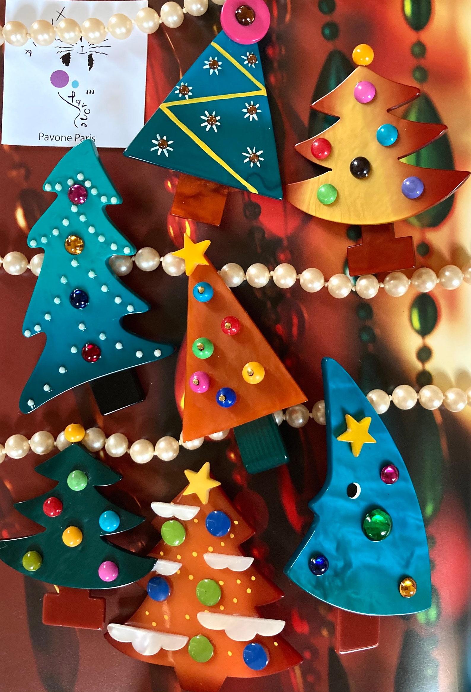 Mariechristine PAVONE Broche Sapin Noël Triangle Marbled Etsy