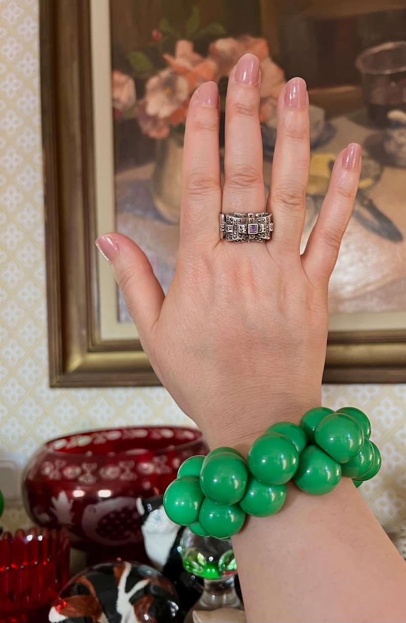 MARION GODART Paris Bracelet Élastique Petit Balles Green Color Little Resin Balls Stretch Bracelet French Designer Jewelry image 4