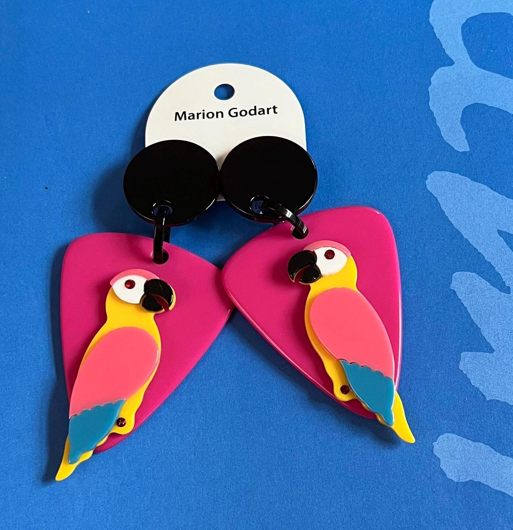 Boucles D'oreilles Pendantes Perroquet Multicolore - Alliage, Fermoir Clou, Neuf Avec étiquettes