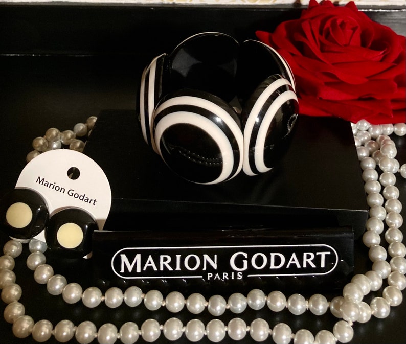 MARION GODART Paris ブレスレット Élastique Ovaleレジネ ノワール エ ブラン ヴィンテージ フランス人デザイナー 黒と白のエラスティック ブレスレット 画像 12
