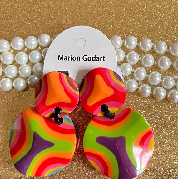 MARION GODART Paris Boucles D'Oreilles Rayé Ondul… - image 1