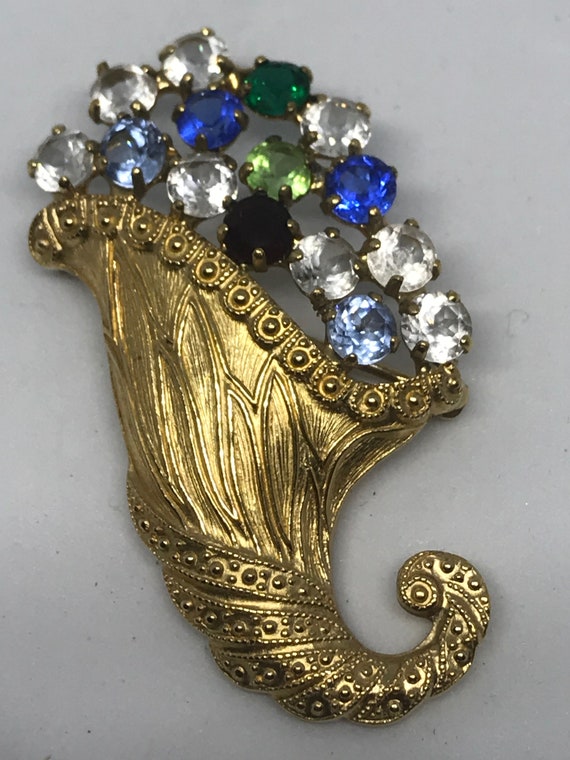 B. DAVID Signed Sophisticated Cornucopia Brooch M… - image 5