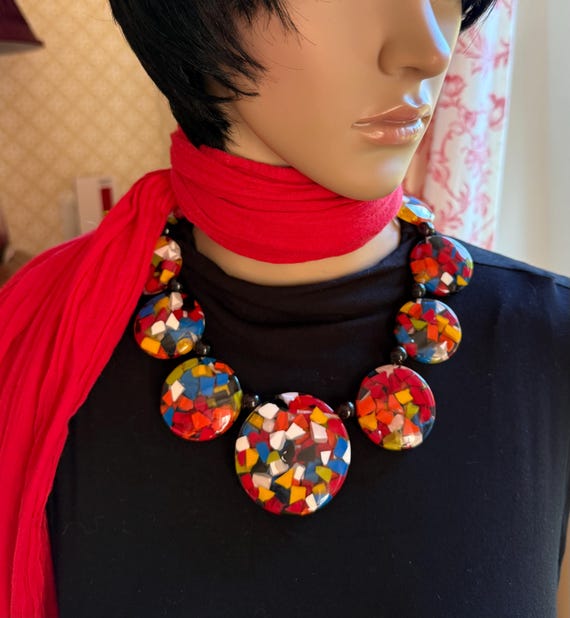 マリオン ゴダール Paris Collier Disques Clairs 紙吹雪 樹脂 クリア 