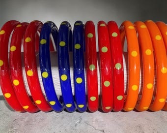 MARION GODART Paris Bracelets à Pois Blue Orange Rouge Bijoux Fantaisie Thin Polka-Dot Bangle Bracelet French Designer Jewelry