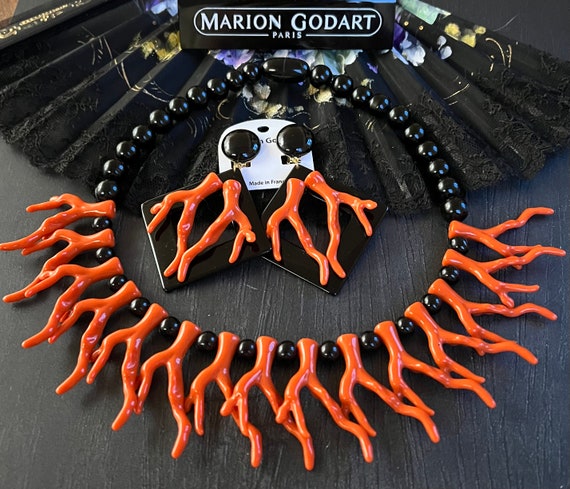 MARION GODART Paris Collier Corail Résine  Orange… - image 4