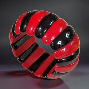 MARION GODART Paris Bracelet Élastiqué Tranches Résine Rouge et Noir Black and Red Slices Bracelet French Design Costume Jewelry image 8