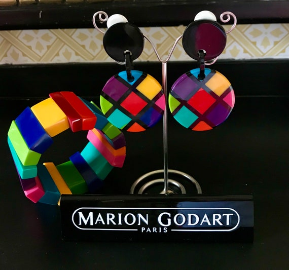 MARION GODART Paris Boucles D'Oreilles Damier Mul… - image 7