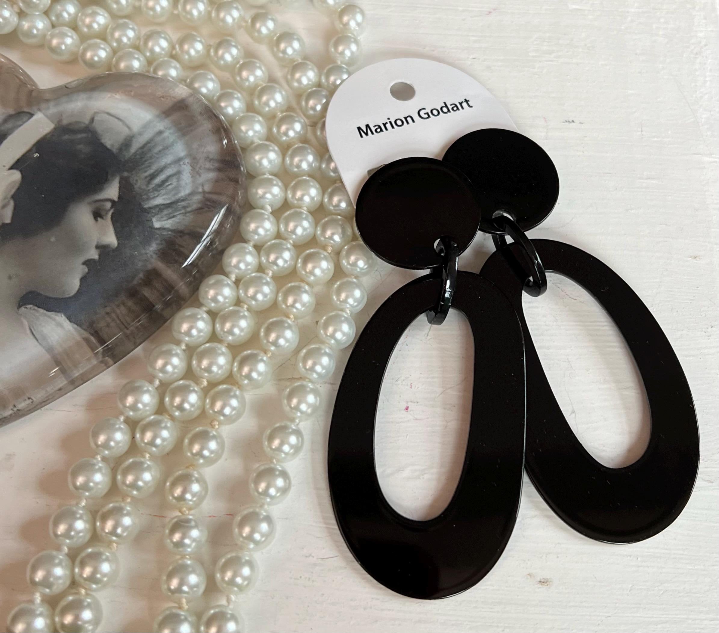 Boucles D'Oreilles Vintage En Résine Courbée Gris Argenté - Modèle H1 (Occasion)