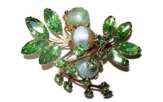 Spilla Ciondolo Vintage Fairy | Gioiello Smalto E Cristallo | Stile Art Deco | Oro Toni