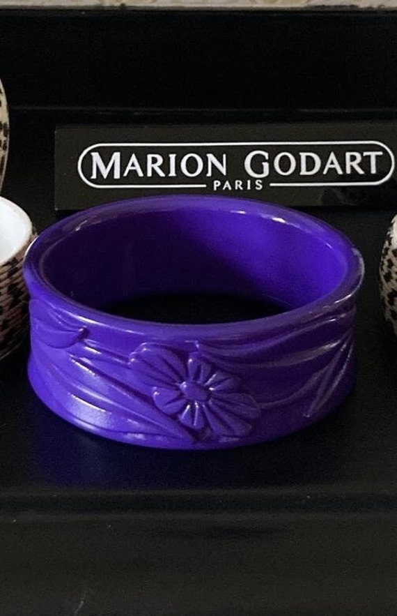 MARION GODART Paris Bracelet Jonc Violet Fleurs P… - image 1
