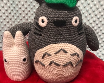 Studio Ghibli Inspired Gray Totoro with Small White Totoro