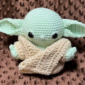 Handmade Crochet Mandalorian Inspired Plush - 6in Clear