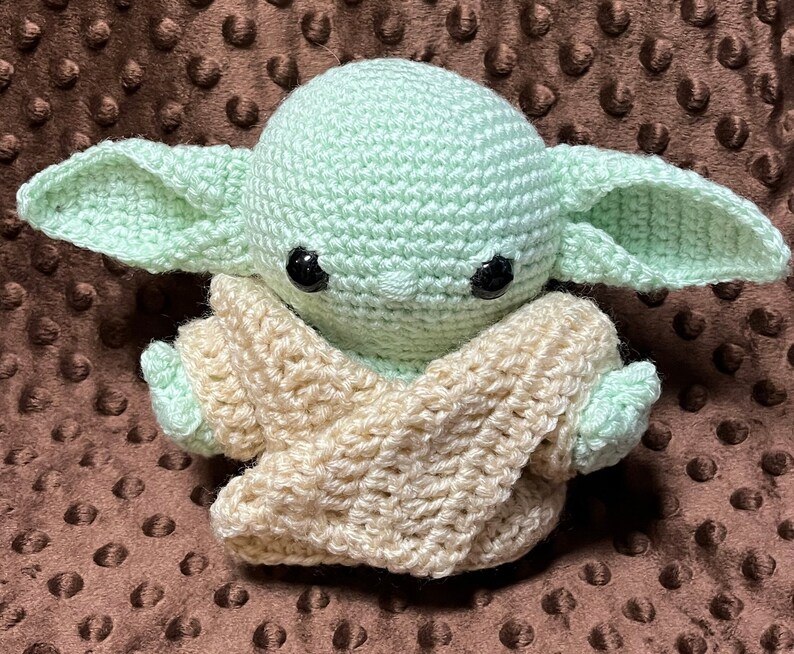 Handmade Crochet Mandalorian Inspired Plush - 6in Clear