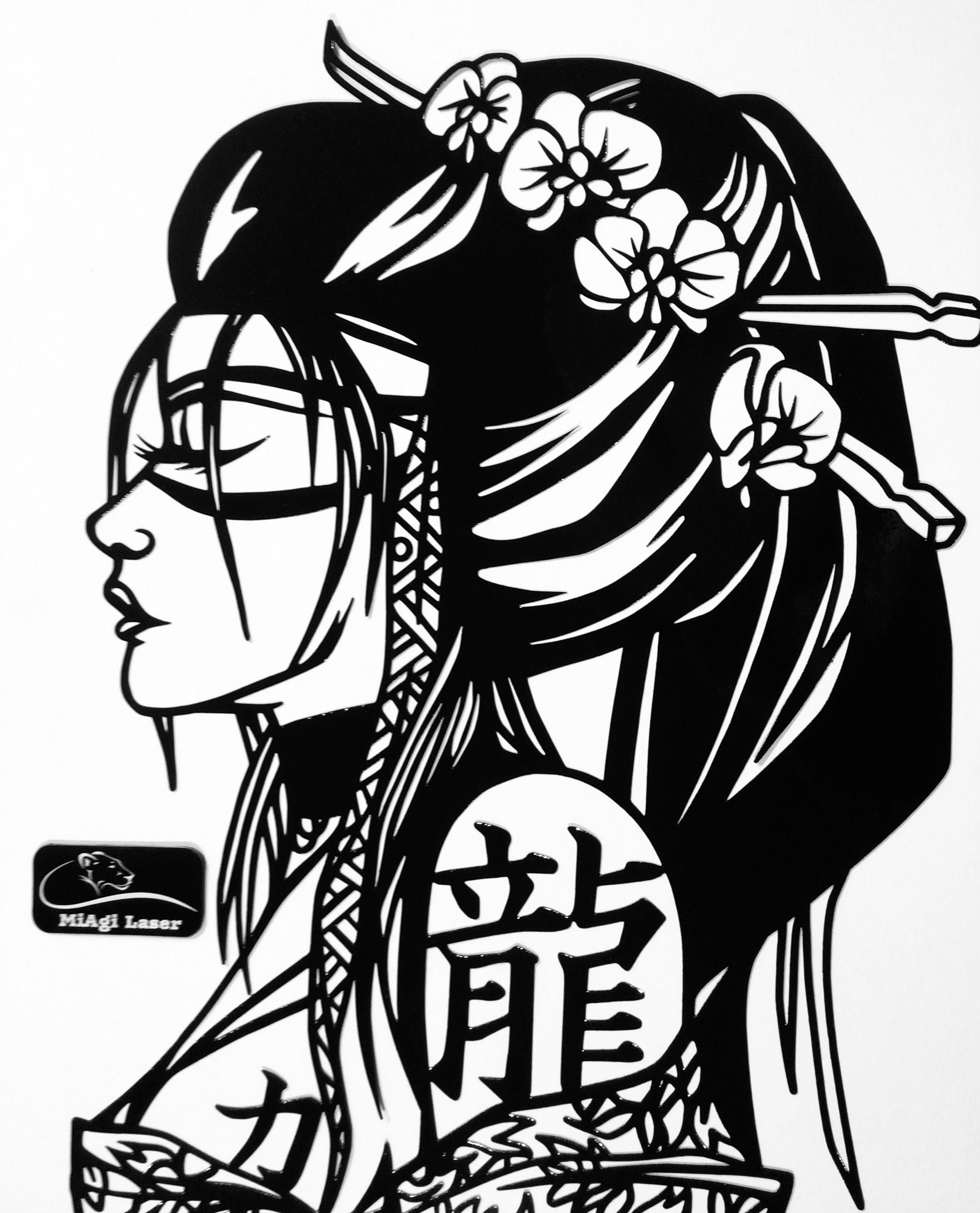 Tatsu Japanese Geisha Laser Cut Stencil Japanese Dragon - Etsy Canada