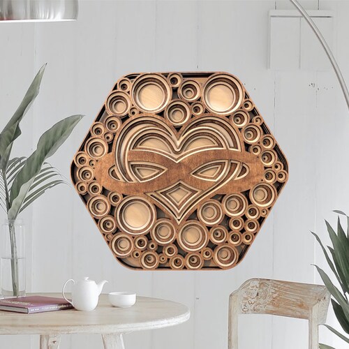 Shops MIAGILASER Wood Mandala, Infinity Heart Mandala, Heart Mandala, 3D Wall Decor, Multi-layered Wall Decor, Wall Art, Home Décor, Free Shipping