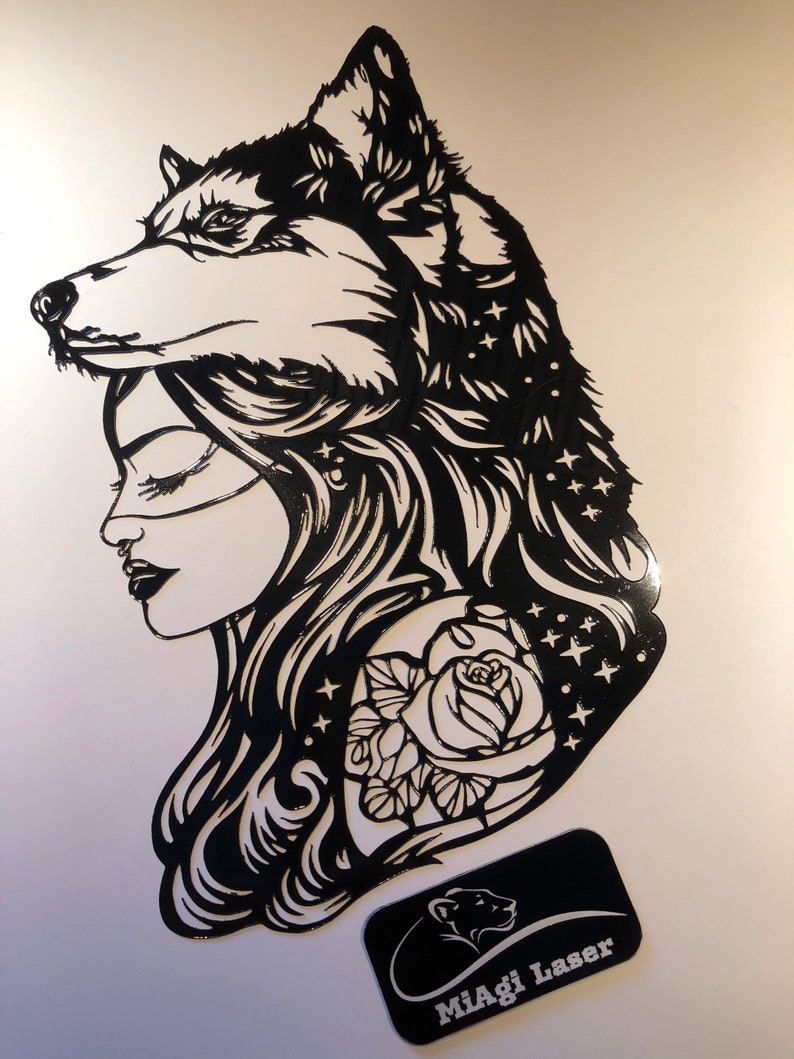 She-wolf Reusable Wolf Mylar Vinyl Stencil DIY Template Wolf-Mother with Rose Laser Cut Stencil Unique Stencil Mother Home Decor