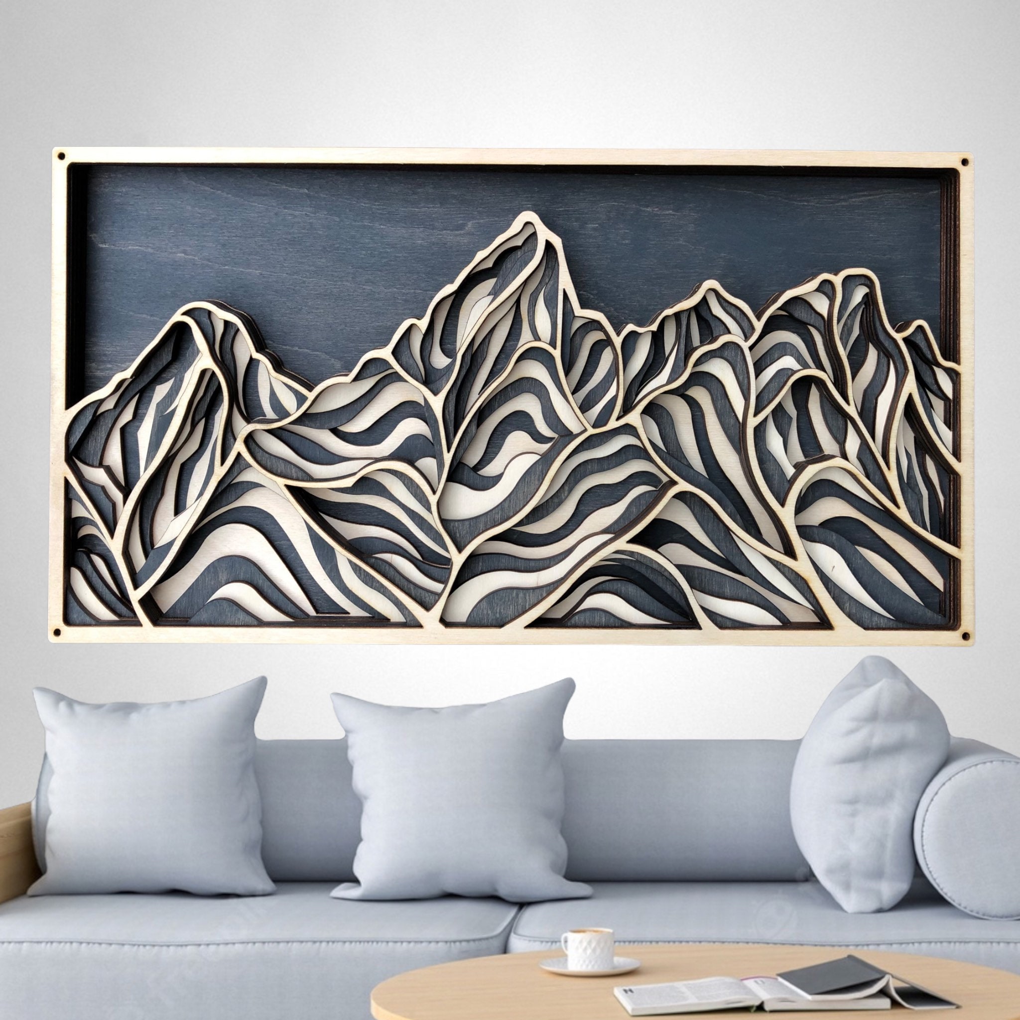 MIAGILASER Grand Teton Wood Mandala: 3D Layered Mountain Wall Art