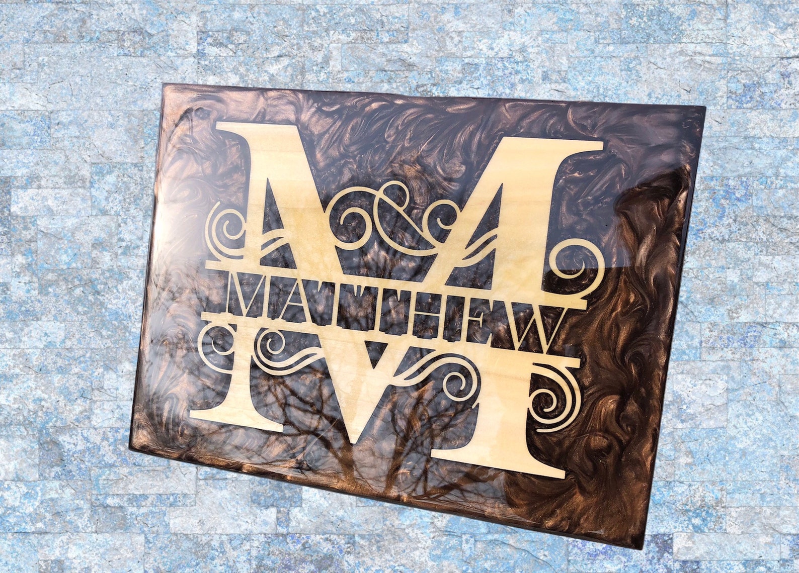 Name Resin Art Monogram Resign Art Monogram Sign Etsy