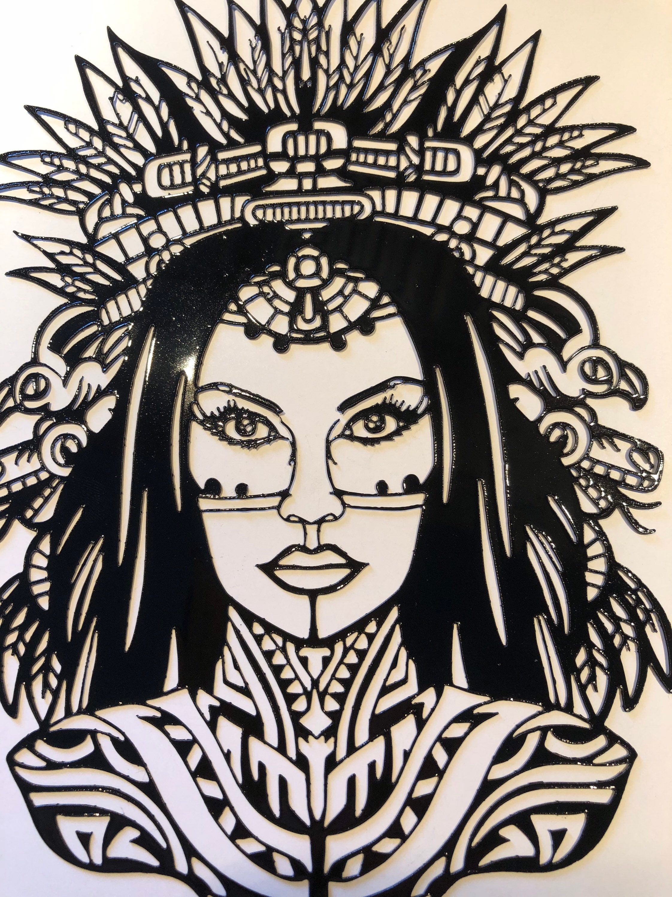 Aztec Queen Laser Cut Stencil Goddess Template Reusable Etsy