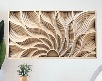 MIAGILASER Sunrise Wood Mandala Wall Art: 3D Layered Home Decor