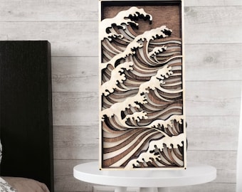 MIAGILASER Ocean Wave Multilayer Wood Wall Decor, Sea Mandala, Multi-layered Wall Art, 3D Wall Decor, Living Room Decor, Bedroom Decor, Gift