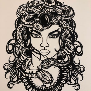 Medusa Laser Cut Stencil, Medusa Template, Greek Mythology, Gorgon Template, Snakes, Tattoo ...