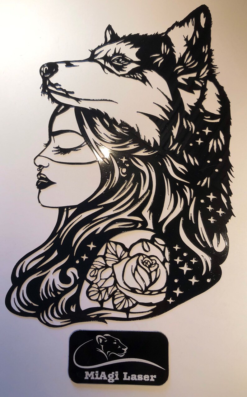 She-wolf Reusable Wolf Mylar Vinyl Stencil DIY Template Wolf-Mother with Rose Laser Cut Stencil Unique Stencil Mother Home Decor