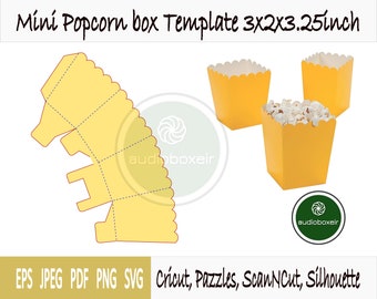 Popcorn Box Svg File Etsy