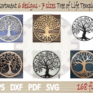 Tree of Life Laser Cut Files – 6 Designs, 7 Sizes (168 Files) svg, dxf, pdf, eps – Glowforge, CO2 CNC, Cricut – Instant Download!