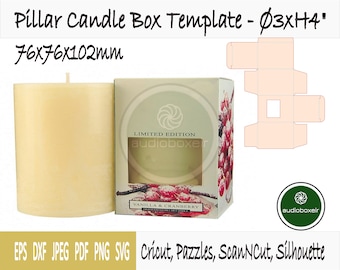 Template of box for pillar candle (3"x3"x4")