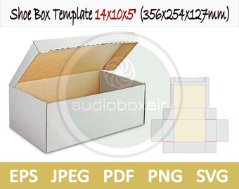 Template of shoe box one piece (14"x10"x5")