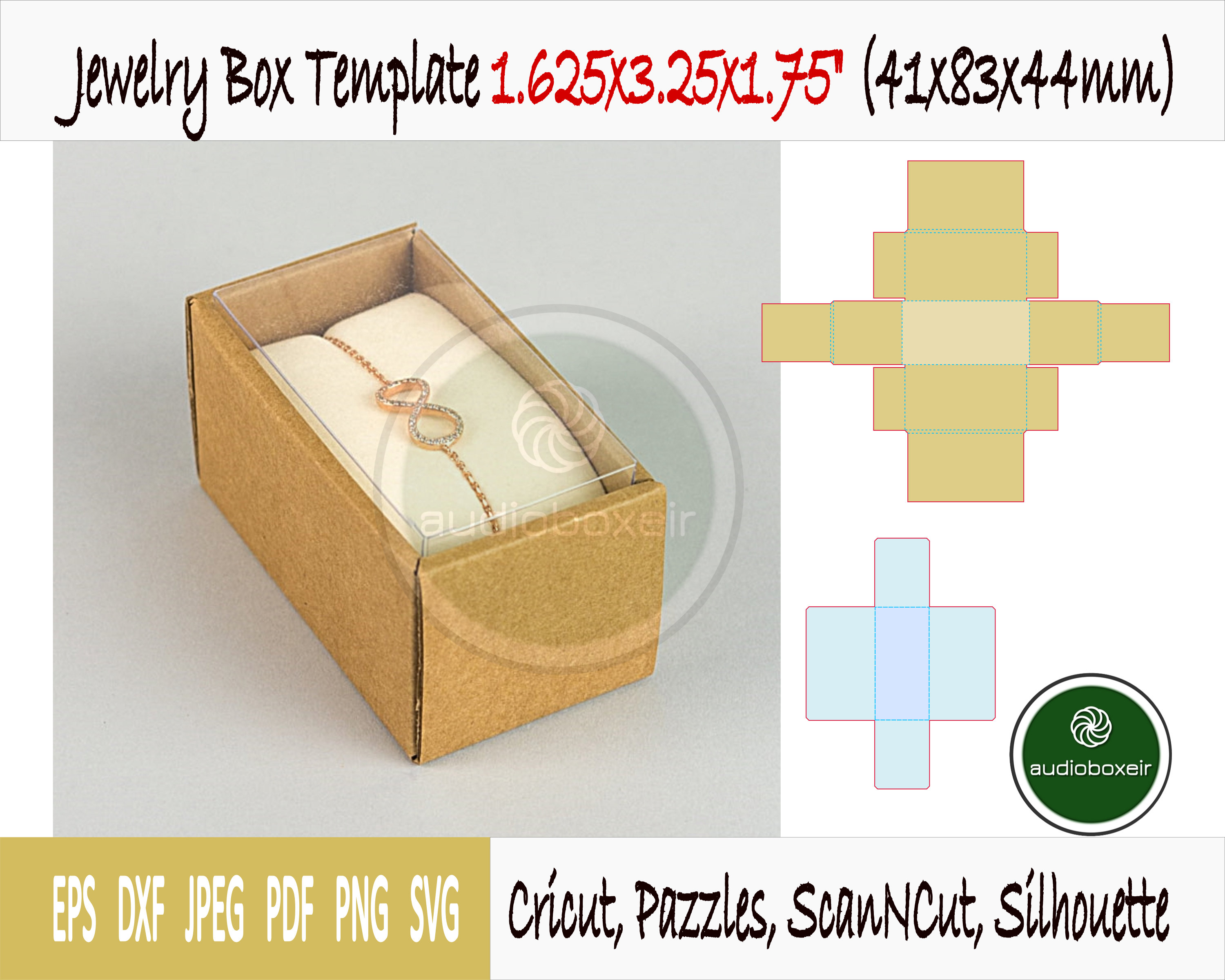 Jewelry Box Clear Lid Template 1.625x3.25x1.75 Earring Etsy UK